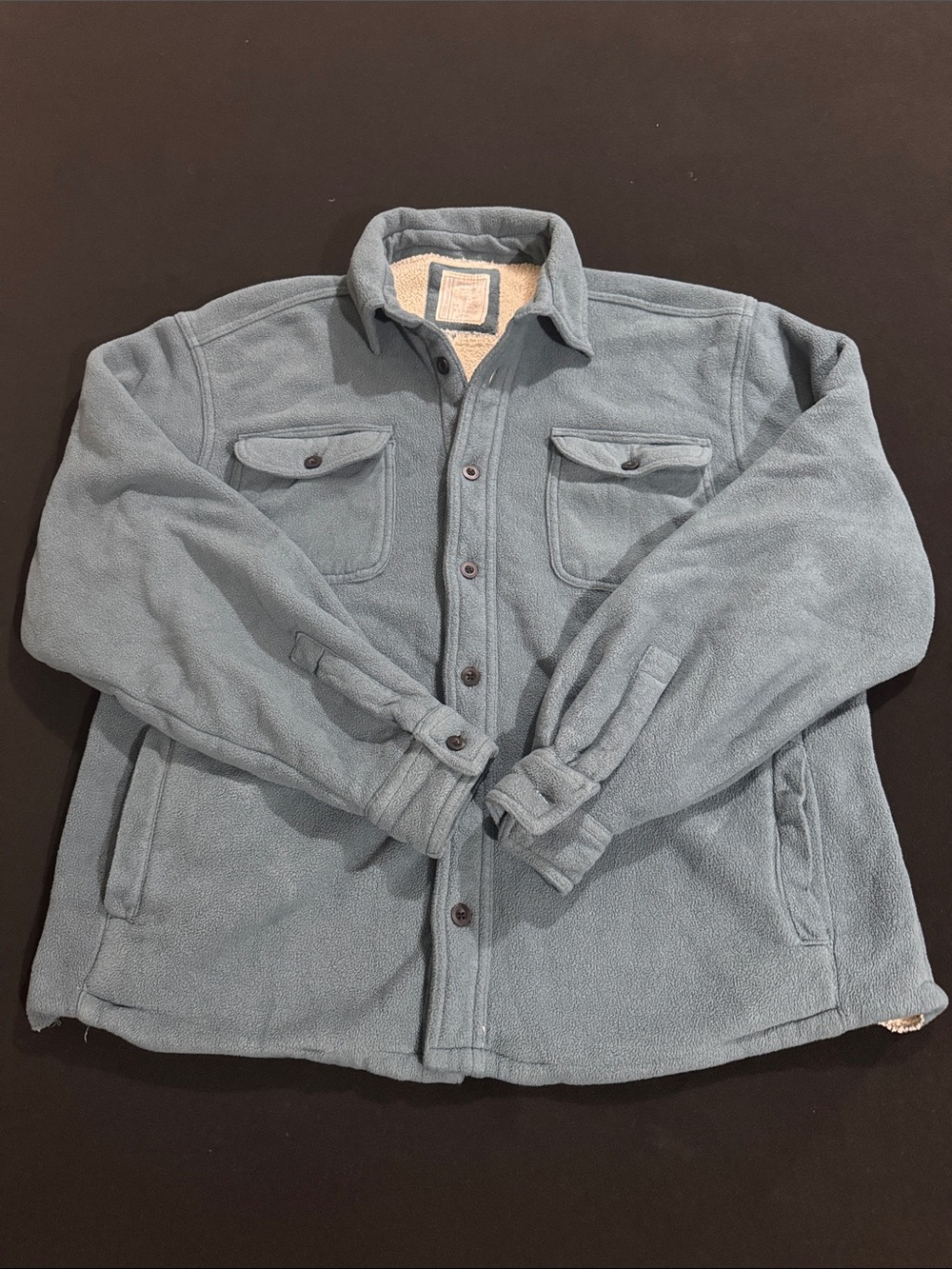 Men's Light Blue Fleece Sherpa-Lined Shirt Jacket